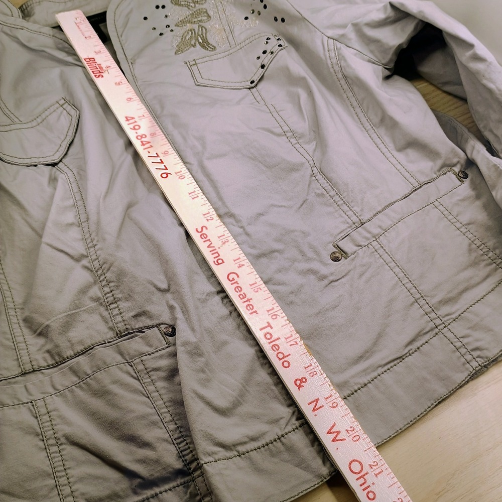 Lane Bryant Stretch Blazer‎ Jacket Womens Size 14 Gray Cotton Full Zip Beaded - Picture 4 of 13